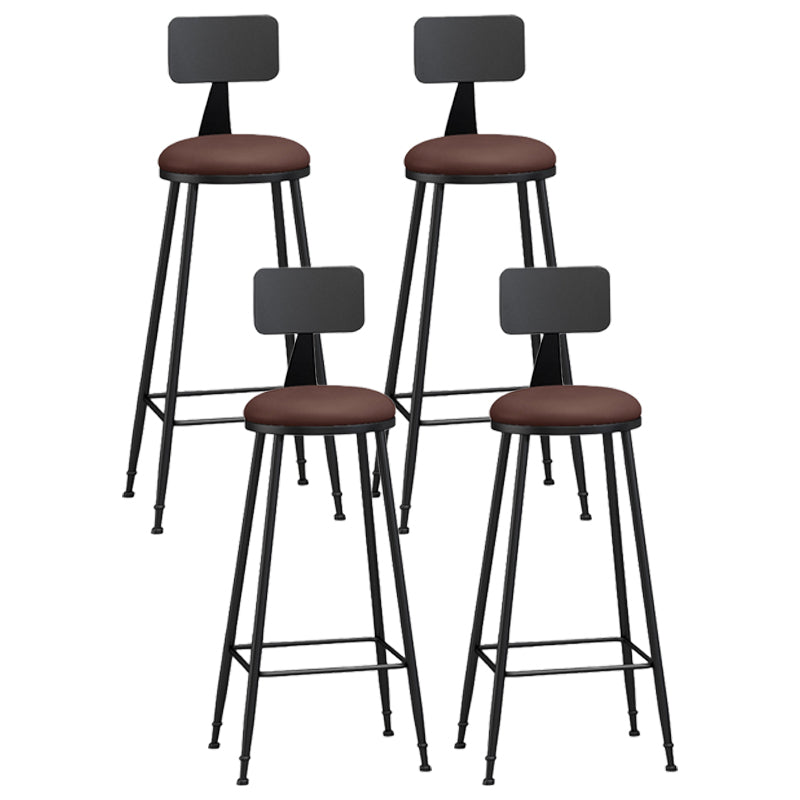 Industrial Coffee Shop Footrest Stool Matte Finish Iron Bar Stool Brown 4 Piece Set Bar Stool(33"H) Clearhalo 'Bar Furniture' 'Bar Stools' 'bar_stools' 'furn' 'furn_bar_stools' 'Furniture' 'furniture_bar_stools' 'Kitchen & Dining Furniture' 4862254
