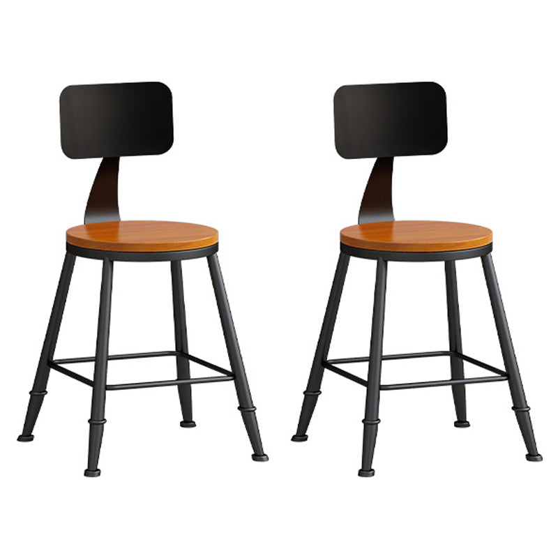 Industrial Coffee Shop Footrest Stool Matte Finish Iron Bar Stool Wood 2 Piece Set Short Stool(18"H) Clearhalo 'Bar Furniture' 'Bar Stools' 'bar_stools' 'furn' 'furn_bar_stools' 'Furniture' 'furniture_bar_stools' 'Kitchen & Dining Furniture' 4862256