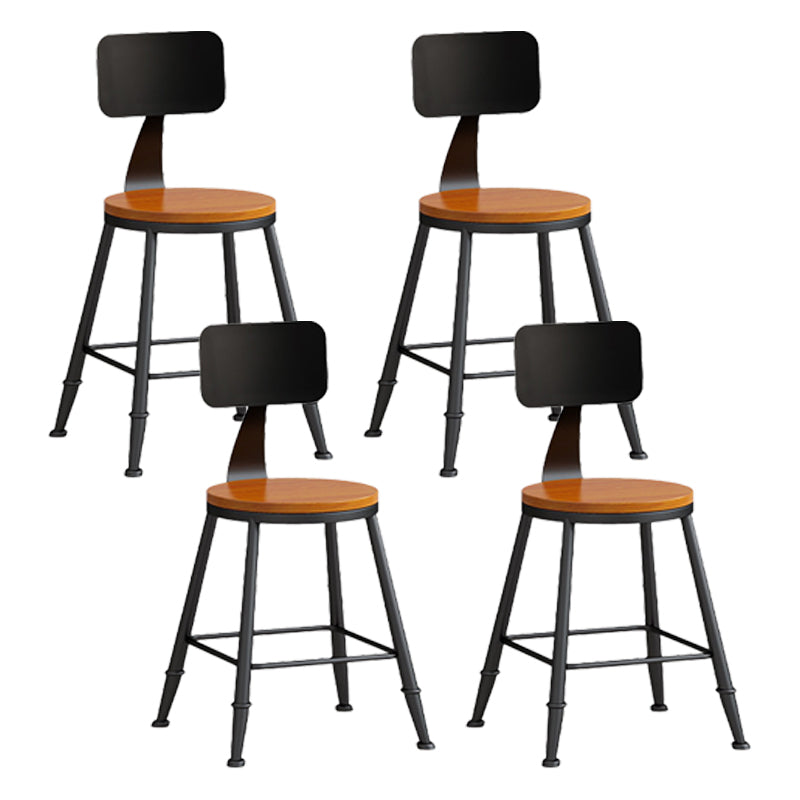 Industrial Coffee Shop Footrest Stool Matte Finish Iron Bar Stool Wood 4 Piece Set Short Stool(18"H) Clearhalo 'Bar Furniture' 'Bar Stools' 'bar_stools' 'furn' 'furn_bar_stools' 'Furniture' 'furniture_bar_stools' 'Kitchen & Dining Furniture' 4862257