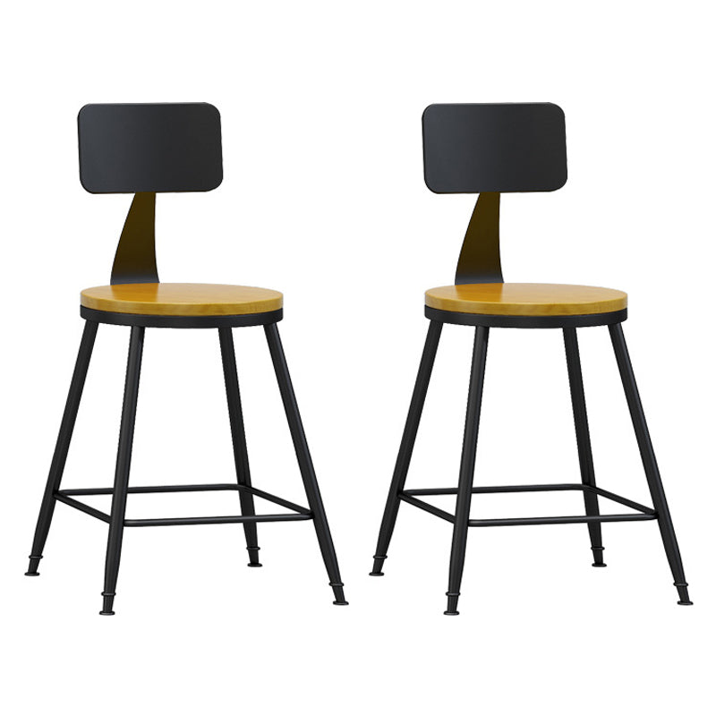 Industrial Coffee Shop Footrest Stool Matte Finish Iron Bar Stool Wood 2 Piece Set Short Stool(22"H) Clearhalo 'Bar Furniture' 'Bar Stools' 'bar_stools' 'furn' 'furn_bar_stools' 'Furniture' 'furniture_bar_stools' 'Kitchen & Dining Furniture' 4862259