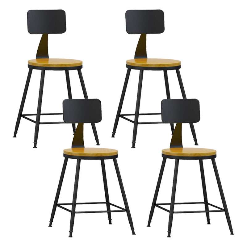 Industrial Coffee Shop Footrest Stool Matte Finish Iron Bar Stool Wood 4 Piece Set Short Stool(22"H) Clearhalo 'Bar Furniture' 'Bar Stools' 'bar_stools' 'furn' 'furn_bar_stools' 'Furniture' 'furniture_bar_stools' 'Kitchen & Dining Furniture' 4862260