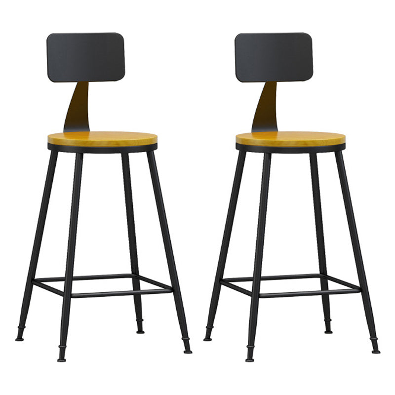 Industrial Coffee Shop Footrest Stool Matte Finish Iron Bar Stool Wood 2 Piece Set Counter Stool(26"H) Clearhalo 'Bar Furniture' 'Bar Stools' 'bar_stools' 'furn' 'furn_bar_stools' 'Furniture' 'furniture_bar_stools' 'Kitchen & Dining Furniture' 4862262