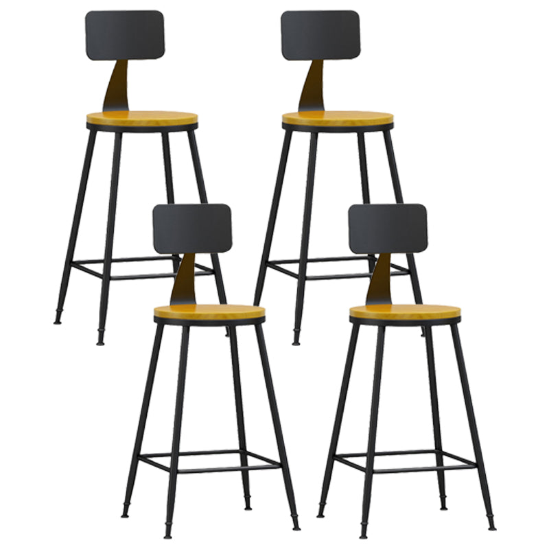 Industrial Coffee Shop Footrest Stool Matte Finish Iron Bar Stool Wood 4 Piece Set Counter Stool(26"H) Clearhalo 'Bar Furniture' 'Bar Stools' 'bar_stools' 'furn' 'furn_bar_stools' 'Furniture' 'furniture_bar_stools' 'Kitchen & Dining Furniture' 4862263