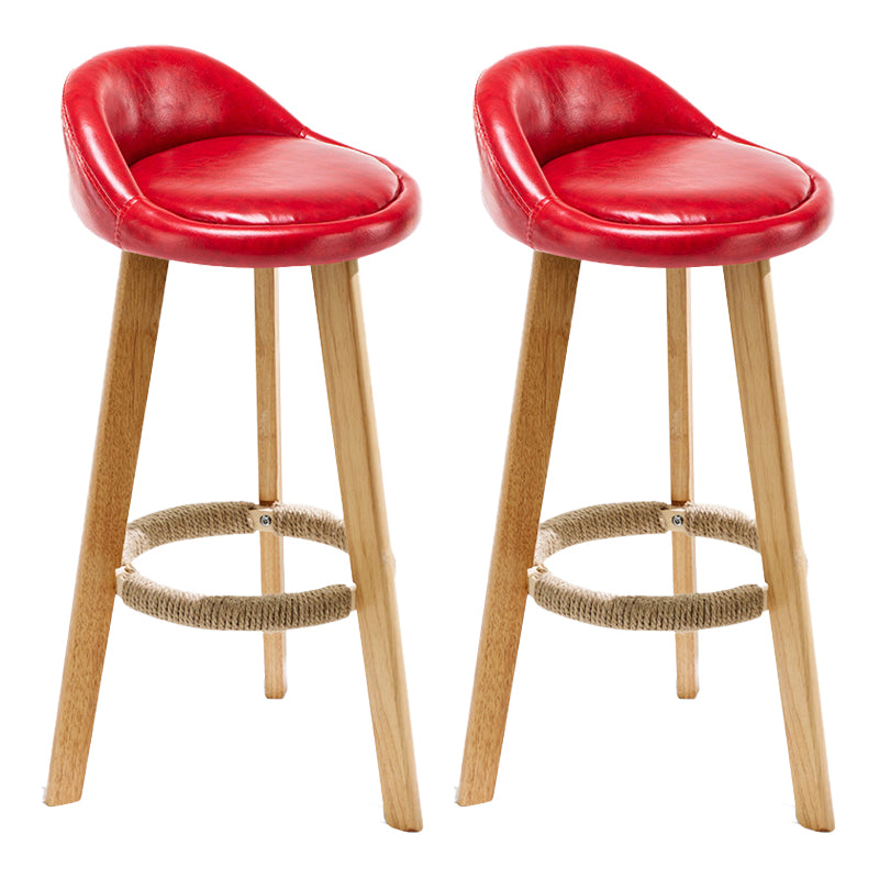 Scandinavian Milk Tea Shop Footrest Stool Matte Finish Upholstered Bar Stools Red 2 Piece Set Clearhalo 'Bar Furniture' 'Bar Stools' 'bar_stools' 'furn' 'furn_bar_stools' 'Furniture' 'furniture_bar_stools' 'Kitchen & Dining Furniture' 4862345