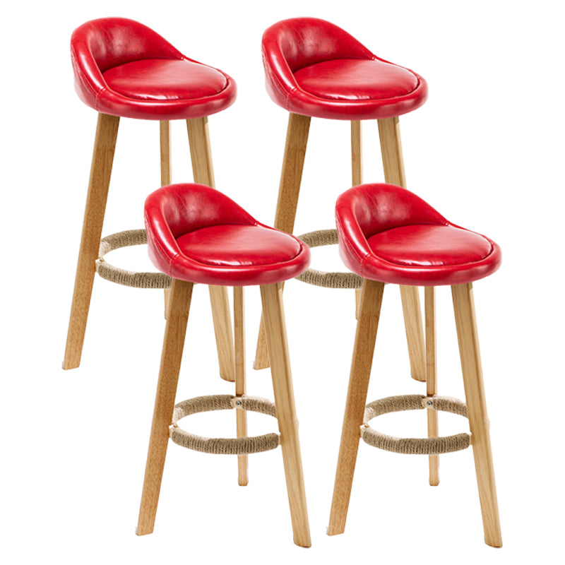Scandinavian Milk Tea Shop Footrest Stool Matte Finish Upholstered Bar Stools Red 4 Piece Set Clearhalo 'Bar Furniture' 'Bar Stools' 'bar_stools' 'furn' 'furn_bar_stools' 'Furniture' 'furniture_bar_stools' 'Kitchen & Dining Furniture' 4862347