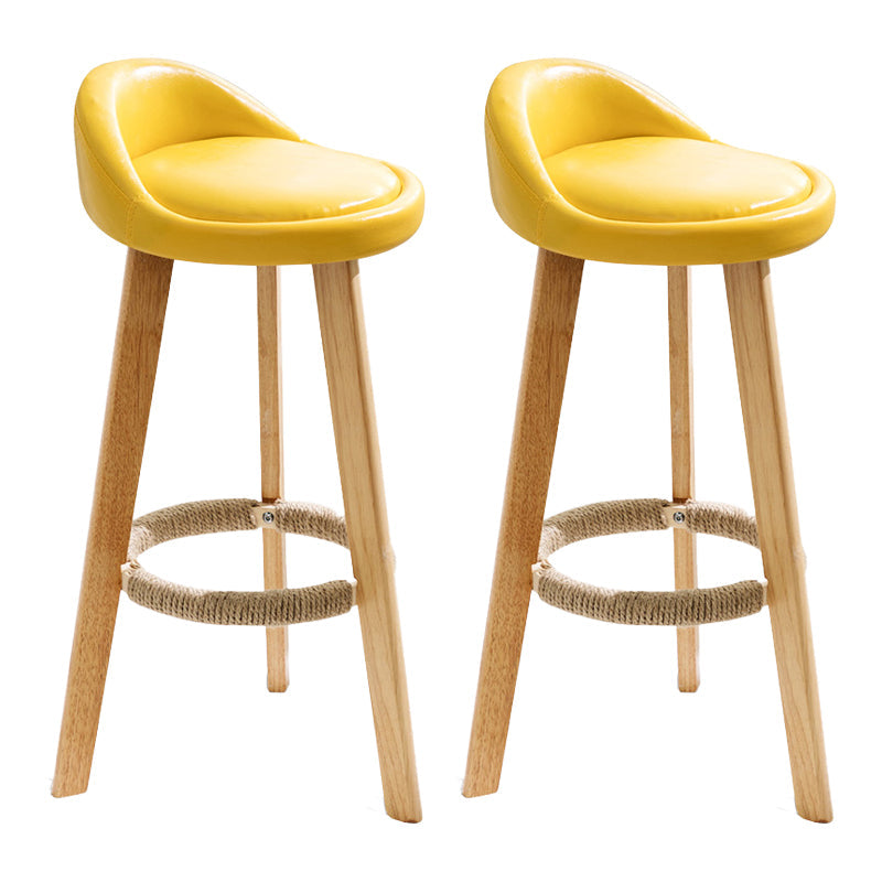 Scandinavian Milk Tea Shop Footrest Stool Matte Finish Upholstered Bar Stools Yellow 2 Piece Set Clearhalo 'Bar Furniture' 'Bar Stools' 'bar_stools' 'furn' 'furn_bar_stools' 'Furniture' 'furniture_bar_stools' 'Kitchen & Dining Furniture' 4862350