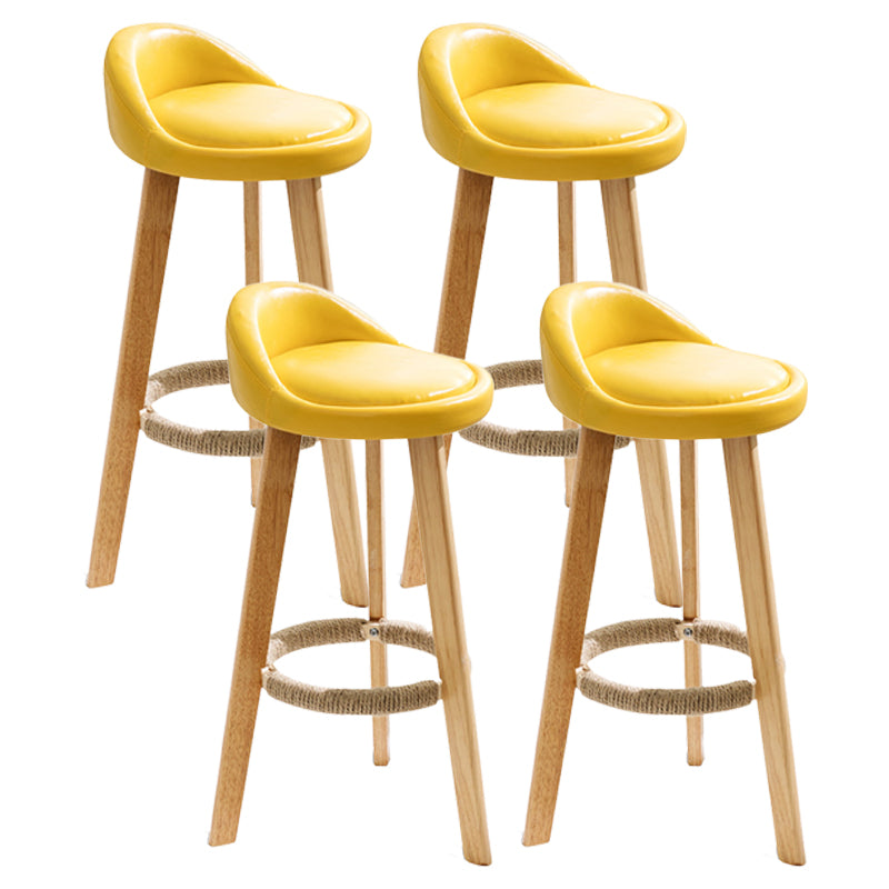 Scandinavian Milk Tea Shop Footrest Stool Matte Finish Upholstered Bar Stools Yellow 4 Piece Set Clearhalo 'Bar Furniture' 'Bar Stools' 'bar_stools' 'furn' 'furn_bar_stools' 'Furniture' 'furniture_bar_stools' 'Kitchen & Dining Furniture' 4862351