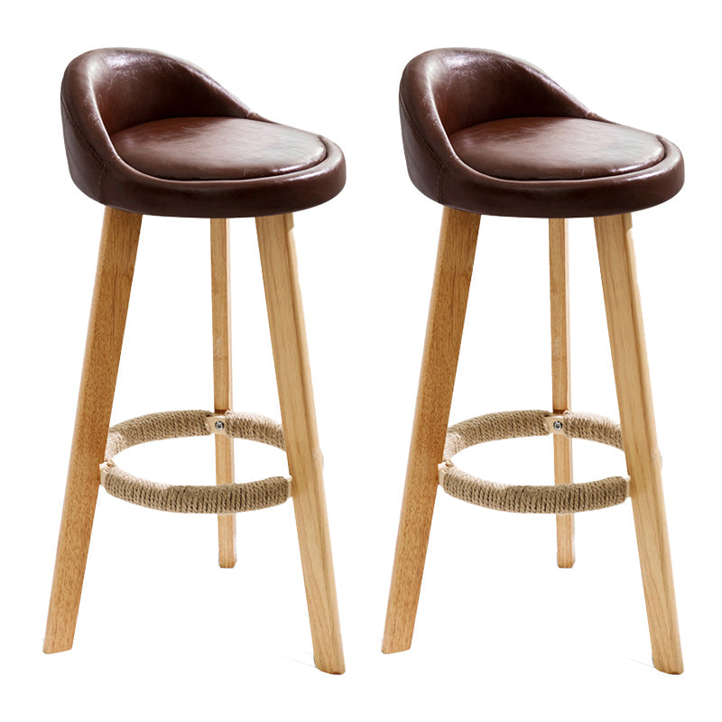 Scandinavian Milk Tea Shop Footrest Stool Matte Finish Upholstered Bar Stools Brown 2 Piece Set Clearhalo 'Bar Furniture' 'Bar Stools' 'bar_stools' 'furn' 'furn_bar_stools' 'Furniture' 'furniture_bar_stools' 'Kitchen & Dining Furniture' 4862353