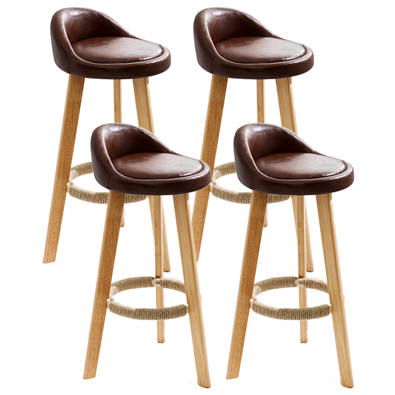 Scandinavian Milk Tea Shop Footrest Stool Matte Finish Upholstered Bar Stools Brown 4 Piece Set Clearhalo 'Bar Furniture' 'Bar Stools' 'bar_stools' 'furn' 'furn_bar_stools' 'Furniture' 'furniture_bar_stools' 'Kitchen & Dining Furniture' 4862354