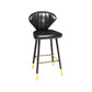 Modern Matte Finish Leather Barstool Footrest Living Room Stool Black 1 Piece Counter Stool(26"H) Clearhalo 'Bar Furniture' 'Bar Stools' 'bar_stools' 'furn' 'furn_bar_stools' 'Furniture' 'furniture_bar_stools' 'Kitchen & Dining Furniture' 4862412