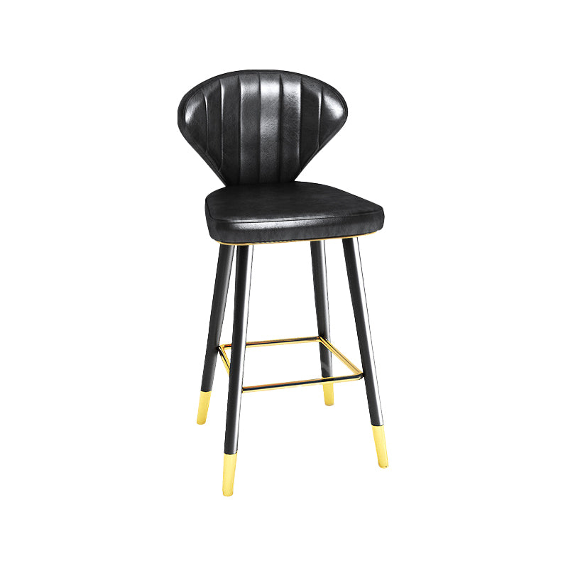 Modern Matte Finish Leather Barstool Footrest Living Room Stool Black 1 Piece Counter Stool(26"H) Clearhalo 'Bar Furniture' 'Bar Stools' 'bar_stools' 'furn' 'furn_bar_stools' 'Furniture' 'furniture_bar_stools' 'Kitchen & Dining Furniture' 4862412