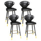 Modern Matte Finish Leather Barstool Footrest Living Room Stool Black 4 Piece Set Counter Stool(26"H) Clearhalo 'Bar Furniture' 'Bar Stools' 'bar_stools' 'furn' 'furn_bar_stools' 'Furniture' 'furniture_bar_stools' 'Kitchen & Dining Furniture' 4862415