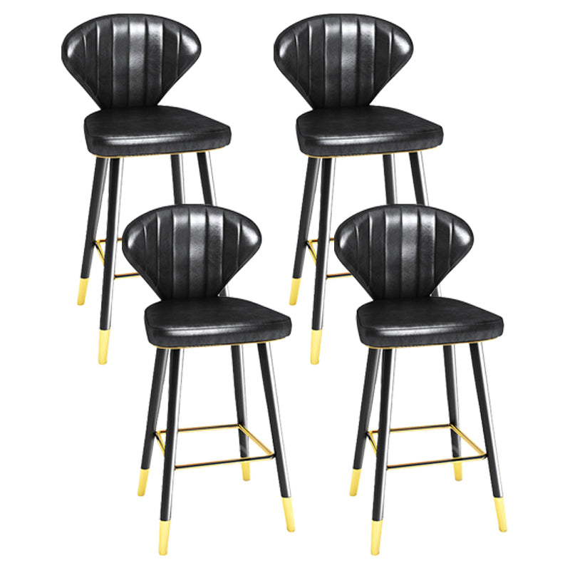 Modern Matte Finish Leather Barstool Footrest Living Room Stool Black 4 Piece Set Counter Stool(26"H) Clearhalo 'Bar Furniture' 'Bar Stools' 'bar_stools' 'furn' 'furn_bar_stools' 'Furniture' 'furniture_bar_stools' 'Kitchen & Dining Furniture' 4862415