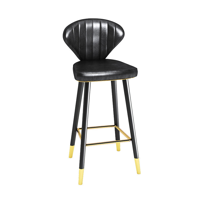 Modern Matte Finish Leather Barstool Footrest Living Room Stool Black 1 Piece Bar Stool(30"H) Clearhalo 'Bar Furniture' 'Bar Stools' 'bar_stools' 'furn' 'furn_bar_stools' 'Furniture' 'furniture_bar_stools' 'Kitchen & Dining Furniture' 4862417