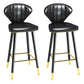 Modern Matte Finish Leather Barstool Footrest Living Room Stool Black 2 Piece Set Bar Stool(30"H) Clearhalo 'Bar Furniture' 'Bar Stools' 'bar_stools' 'furn' 'furn_bar_stools' 'Furniture' 'furniture_bar_stools' 'Kitchen & Dining Furniture' 4862419
