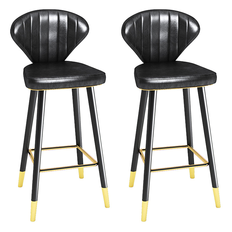 Modern Matte Finish Leather Barstool Footrest Living Room Stool Black 2 Piece Set Bar Stool(30"H) Clearhalo 'Bar Furniture' 'Bar Stools' 'bar_stools' 'furn' 'furn_bar_stools' 'Furniture' 'furniture_bar_stools' 'Kitchen & Dining Furniture' 4862419