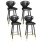 Modern Matte Finish Leather Barstool Footrest Living Room Stool Black 4 Piece Set Bar Stool(30"H) Clearhalo 'Bar Furniture' 'Bar Stools' 'bar_stools' 'furn' 'furn_bar_stools' 'Furniture' 'furniture_bar_stools' 'Kitchen & Dining Furniture' 4862421