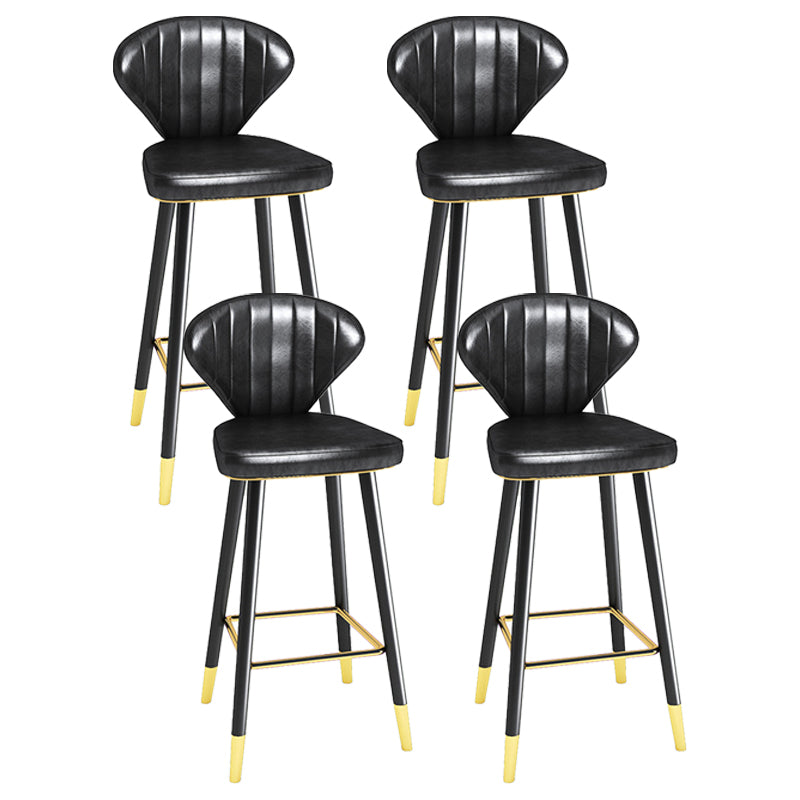 Modern Matte Finish Leather Barstool Footrest Living Room Stool Black 4 Piece Set Bar Stool(30"H) Clearhalo 'Bar Furniture' 'Bar Stools' 'bar_stools' 'furn' 'furn_bar_stools' 'Furniture' 'furniture_bar_stools' 'Kitchen & Dining Furniture' 4862421