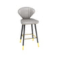 Modern Matte Finish Leather Barstool Footrest Living Room Stool Grey 1 Piece Counter Stool(26"H) Clearhalo 'Bar Furniture' 'Bar Stools' 'bar_stools' 'furn' 'furn_bar_stools' 'Furniture' 'furniture_bar_stools' 'Kitchen & Dining Furniture' 4862423