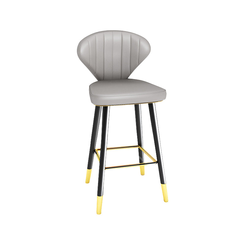 Modern Matte Finish Leather Barstool Footrest Living Room Stool Grey 1 Piece Counter Stool(26"H) Clearhalo 'Bar Furniture' 'Bar Stools' 'bar_stools' 'furn' 'furn_bar_stools' 'Furniture' 'furniture_bar_stools' 'Kitchen & Dining Furniture' 4862423