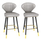 Modern Matte Finish Leather Barstool Footrest Living Room Stool Grey 2 Piece Set Counter Stool(26"H) Clearhalo 'Bar Furniture' 'Bar Stools' 'bar_stools' 'furn' 'furn_bar_stools' 'Furniture' 'furniture_bar_stools' 'Kitchen & Dining Furniture' 4862426