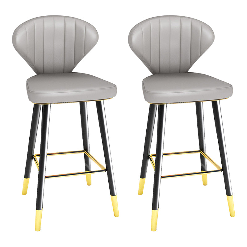 Modern Matte Finish Leather Barstool Footrest Living Room Stool Grey 2 Piece Set Counter Stool(26"H) Clearhalo 'Bar Furniture' 'Bar Stools' 'bar_stools' 'furn' 'furn_bar_stools' 'Furniture' 'furniture_bar_stools' 'Kitchen & Dining Furniture' 4862426