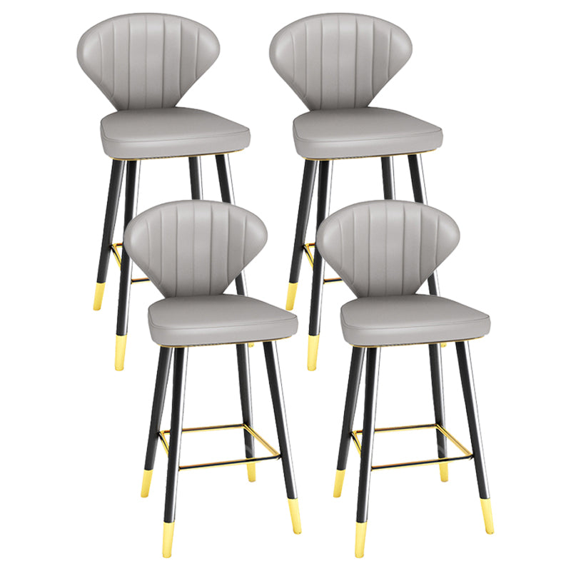 Modern Matte Finish Leather Barstool Footrest Living Room Stool Grey 4 Piece Set Counter Stool(26"H) Clearhalo 'Bar Furniture' 'Bar Stools' 'bar_stools' 'furn' 'furn_bar_stools' 'Furniture' 'furniture_bar_stools' 'Kitchen & Dining Furniture' 4862428