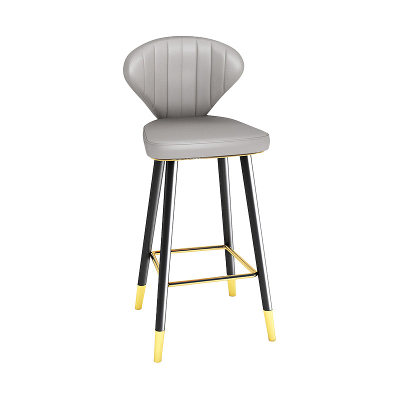 Modern Matte Finish Leather Barstool Footrest Living Room Stool Grey 1 Piece Bar Stool(30"H) Clearhalo 'Bar Furniture' 'Bar Stools' 'bar_stools' 'furn' 'furn_bar_stools' 'Furniture' 'furniture_bar_stools' 'Kitchen & Dining Furniture' 4862430