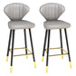 Modern Matte Finish Leather Barstool Footrest Living Room Stool Grey 2 Piece Set Bar Stool(30"H) Clearhalo 'Bar Furniture' 'Bar Stools' 'bar_stools' 'furn' 'furn_bar_stools' 'Furniture' 'furniture_bar_stools' 'Kitchen & Dining Furniture' 4862432