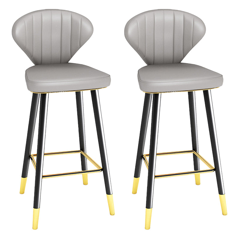 Modern Matte Finish Leather Barstool Footrest Living Room Stool Grey 2 Piece Set Bar Stool(30"H) Clearhalo 'Bar Furniture' 'Bar Stools' 'bar_stools' 'furn' 'furn_bar_stools' 'Furniture' 'furniture_bar_stools' 'Kitchen & Dining Furniture' 4862432