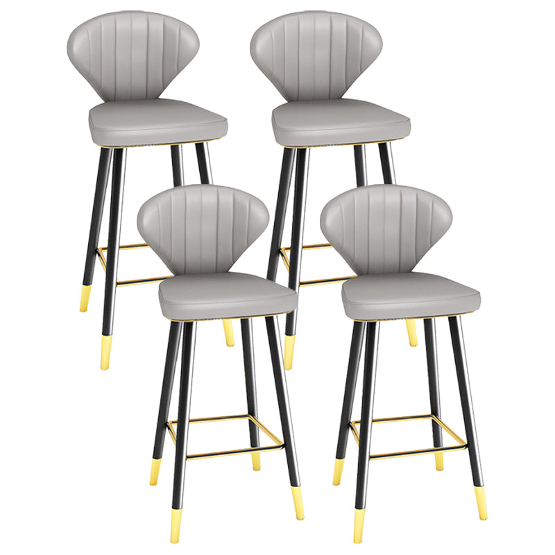 Modern Matte Finish Leather Barstool Footrest Living Room Stool Grey 4 Piece Set Bar Stool(30"H) Clearhalo 'Bar Furniture' 'Bar Stools' 'bar_stools' 'furn' 'furn_bar_stools' 'Furniture' 'furniture_bar_stools' 'Kitchen & Dining Furniture' 4862434