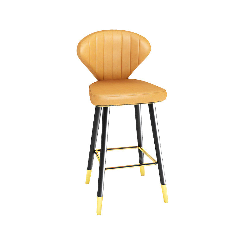 Modern Matte Finish Leather Barstool Footrest Living Room Stool Yellow 1 Piece Counter Stool(26"H) Clearhalo 'Bar Furniture' 'Bar Stools' 'bar_stools' 'furn' 'furn_bar_stools' 'Furniture' 'furniture_bar_stools' 'Kitchen & Dining Furniture' 4862435