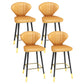 Modern Matte Finish Leather Barstool Footrest Living Room Stool Yellow 4 Piece Set Counter Stool(26"H) Clearhalo 'Bar Furniture' 'Bar Stools' 'bar_stools' 'furn' 'furn_bar_stools' 'Furniture' 'furniture_bar_stools' 'Kitchen & Dining Furniture' 4862437