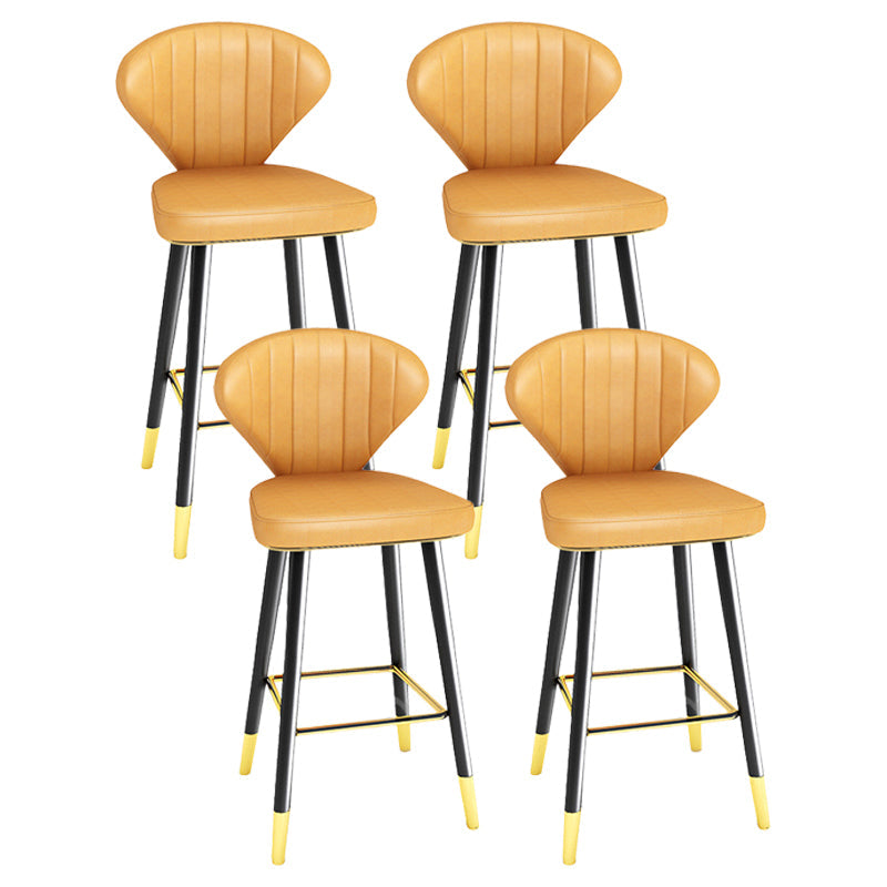 Modern Matte Finish Leather Barstool Footrest Living Room Stool Yellow 4 Piece Set Counter Stool(26"H) Clearhalo 'Bar Furniture' 'Bar Stools' 'bar_stools' 'furn' 'furn_bar_stools' 'Furniture' 'furniture_bar_stools' 'Kitchen & Dining Furniture' 4862437