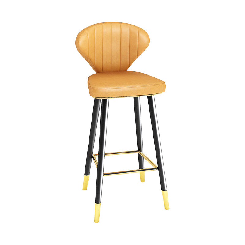 Modern Matte Finish Leather Barstool Footrest Living Room Stool Yellow 1 Piece Bar Stool(30"H) Clearhalo 'Bar Furniture' 'Bar Stools' 'bar_stools' 'furn' 'furn_bar_stools' 'Furniture' 'furniture_bar_stools' 'Kitchen & Dining Furniture' 4862438