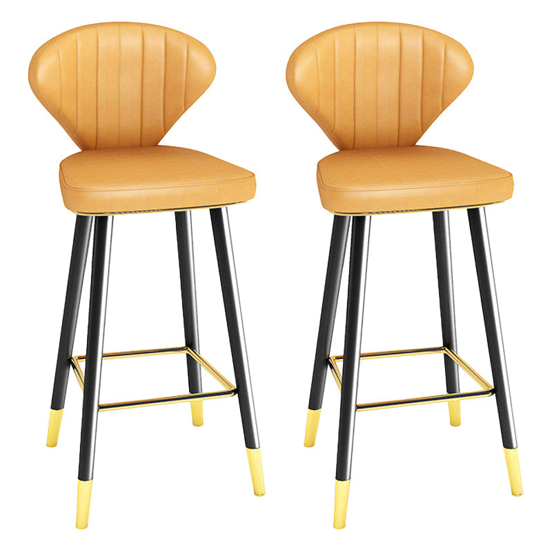 Modern Matte Finish Leather Barstool Footrest Living Room Stool Yellow 2 Piece Set Bar Stool(30"H) Clearhalo 'Bar Furniture' 'Bar Stools' 'bar_stools' 'furn' 'furn_bar_stools' 'Furniture' 'furniture_bar_stools' 'Kitchen & Dining Furniture' 4862439