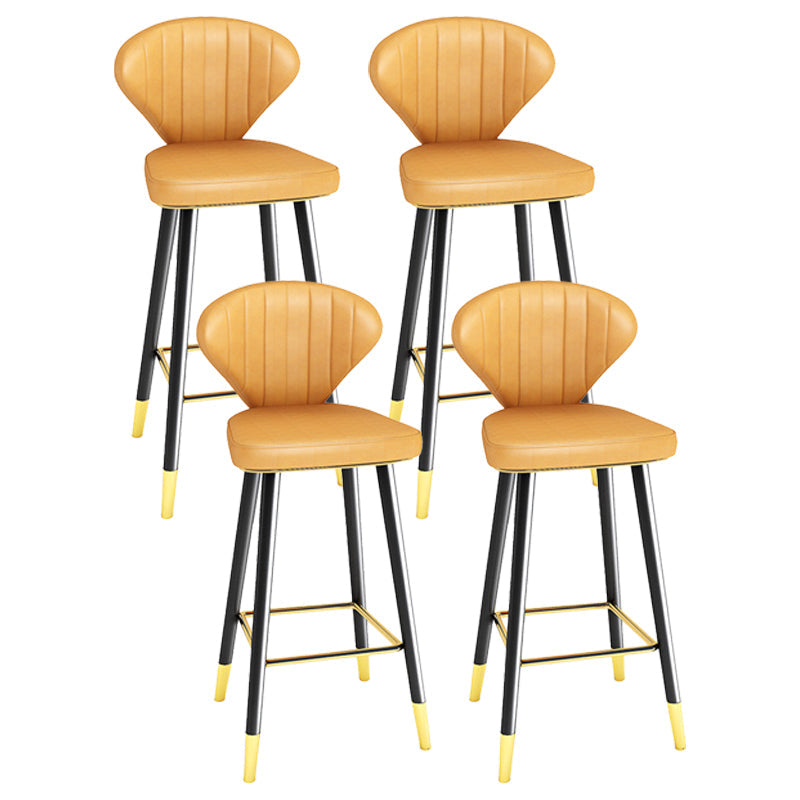 Modern Matte Finish Leather Barstool Footrest Living Room Stool Yellow 4 Piece Set Bar Stool(30"H) Clearhalo 'Bar Furniture' 'Bar Stools' 'bar_stools' 'furn' 'furn_bar_stools' 'Furniture' 'furniture_bar_stools' 'Kitchen & Dining Furniture' 4862440