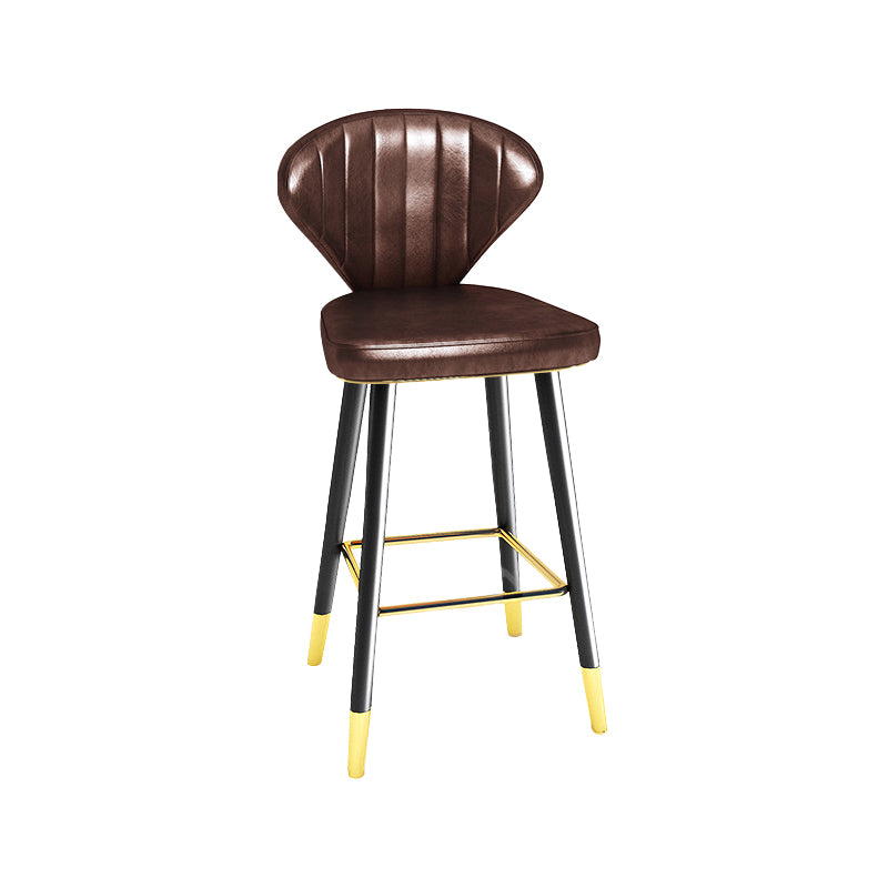 Modern Matte Finish Leather Barstool Footrest Living Room Stool Brown 1 Piece Counter Stool(26"H) Clearhalo 'Bar Furniture' 'Bar Stools' 'bar_stools' 'furn' 'furn_bar_stools' 'Furniture' 'furniture_bar_stools' 'Kitchen & Dining Furniture' 4862441