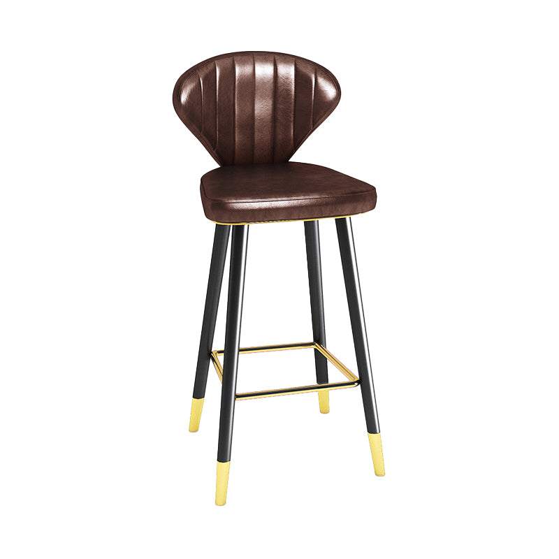Modern Matte Finish Leather Barstool Footrest Living Room Stool Brown 1 Piece Bar Stool(30"H) Clearhalo 'Bar Furniture' 'Bar Stools' 'bar_stools' 'furn' 'furn_bar_stools' 'Furniture' 'furniture_bar_stools' 'Kitchen & Dining Furniture' 4862444