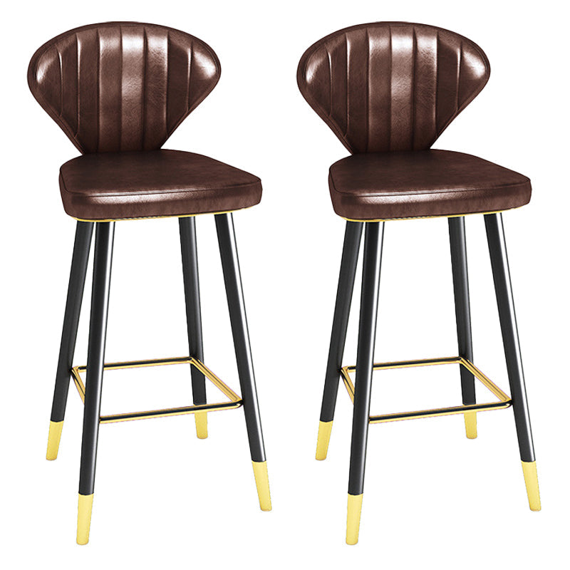 Modern Matte Finish Leather Barstool Footrest Living Room Stool Brown 2 Piece Set Bar Stool(30"H) Clearhalo 'Bar Furniture' 'Bar Stools' 'bar_stools' 'furn' 'furn_bar_stools' 'Furniture' 'furniture_bar_stools' 'Kitchen & Dining Furniture' 4862445
