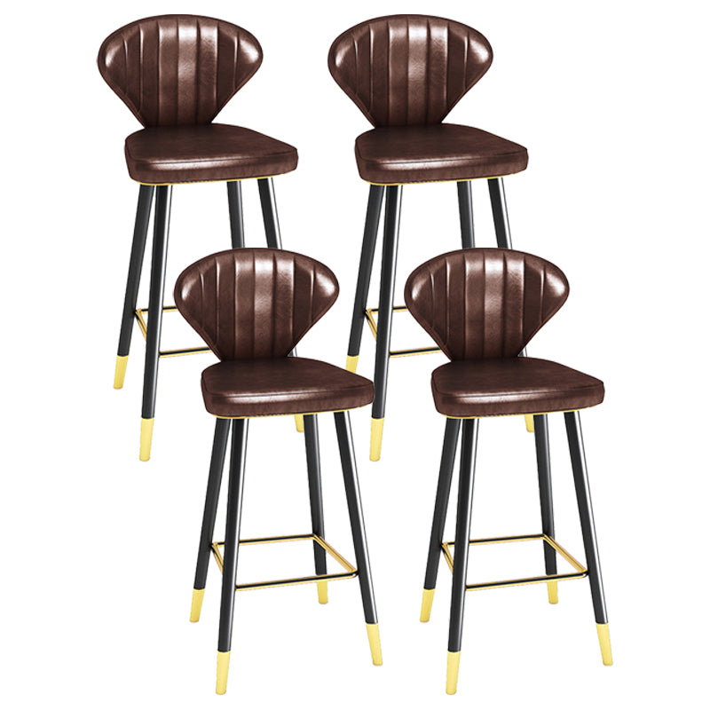 Modern Matte Finish Leather Barstool Footrest Living Room Stool Brown 4 Piece Set Bar Stool(30"H) Clearhalo 'Bar Furniture' 'Bar Stools' 'bar_stools' 'furn' 'furn_bar_stools' 'Furniture' 'furniture_bar_stools' 'Kitchen & Dining Furniture' 4862446