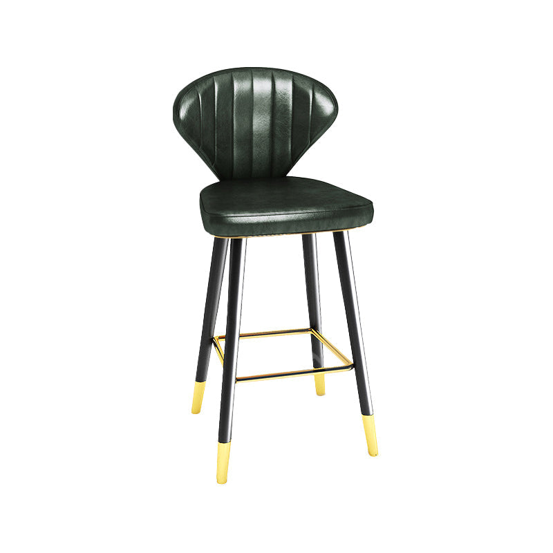 Modern Matte Finish Leather Barstool Footrest Living Room Stool Blackish Green 1 Piece Counter Stool(26"H) Clearhalo 'Bar Furniture' 'Bar Stools' 'bar_stools' 'furn' 'furn_bar_stools' 'Furniture' 'furniture_bar_stools' 'Kitchen & Dining Furniture' 4862447