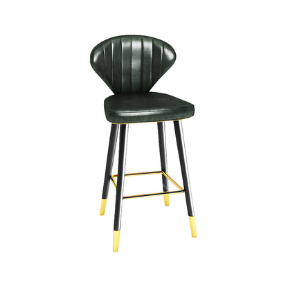 Modern Matte Finish Leather Barstool Footrest Living Room Stool Blackish Green 1 Piece Counter Stool(26"H) Clearhalo 'Bar Furniture' 'Bar Stools' 'bar_stools' 'furn' 'furn_bar_stools' 'Furniture' 'furniture_bar_stools' 'Kitchen & Dining Furniture' 4862447