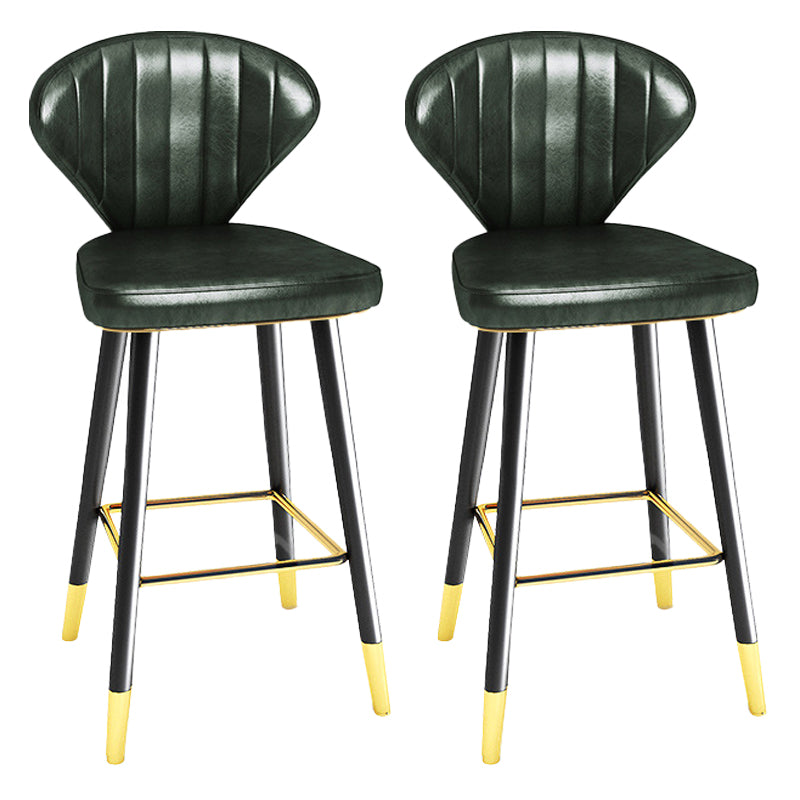 Modern Matte Finish Leather Barstool Footrest Living Room Stool Blackish Green 2 Piece Set Counter Stool(26"H) Clearhalo 'Bar Furniture' 'Bar Stools' 'bar_stools' 'furn' 'furn_bar_stools' 'Furniture' 'furniture_bar_stools' 'Kitchen & Dining Furniture' 4862448