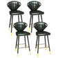 Modern Matte Finish Leather Barstool Footrest Living Room Stool Blackish Green 4 Piece Set Counter Stool(26"H) Clearhalo 'Bar Furniture' 'Bar Stools' 'bar_stools' 'furn' 'furn_bar_stools' 'Furniture' 'furniture_bar_stools' 'Kitchen & Dining Furniture' 4862449