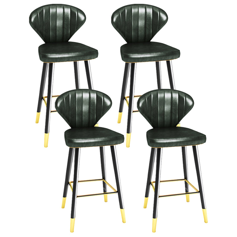 Modern Matte Finish Leather Barstool Footrest Living Room Stool Blackish Green 4 Piece Set Counter Stool(26"H) Clearhalo 'Bar Furniture' 'Bar Stools' 'bar_stools' 'furn' 'furn_bar_stools' 'Furniture' 'furniture_bar_stools' 'Kitchen & Dining Furniture' 4862449