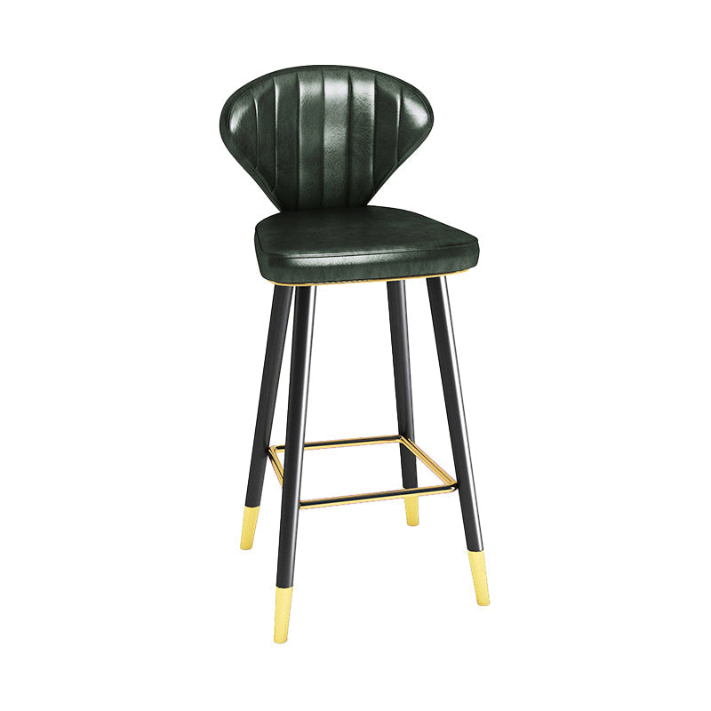 Modern Matte Finish Leather Barstool Footrest Living Room Stool Blackish Green 1 Piece Bar Stool(30"H) Clearhalo 'Bar Furniture' 'Bar Stools' 'bar_stools' 'furn' 'furn_bar_stools' 'Furniture' 'furniture_bar_stools' 'Kitchen & Dining Furniture' 4862450