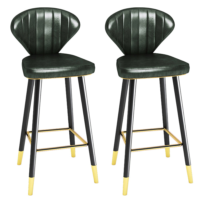 Modern Matte Finish Leather Barstool Footrest Living Room Stool Blackish Green 2 Piece Set Bar Stool(30"H) Clearhalo 'Bar Furniture' 'Bar Stools' 'bar_stools' 'furn' 'furn_bar_stools' 'Furniture' 'furniture_bar_stools' 'Kitchen & Dining Furniture' 4862451
