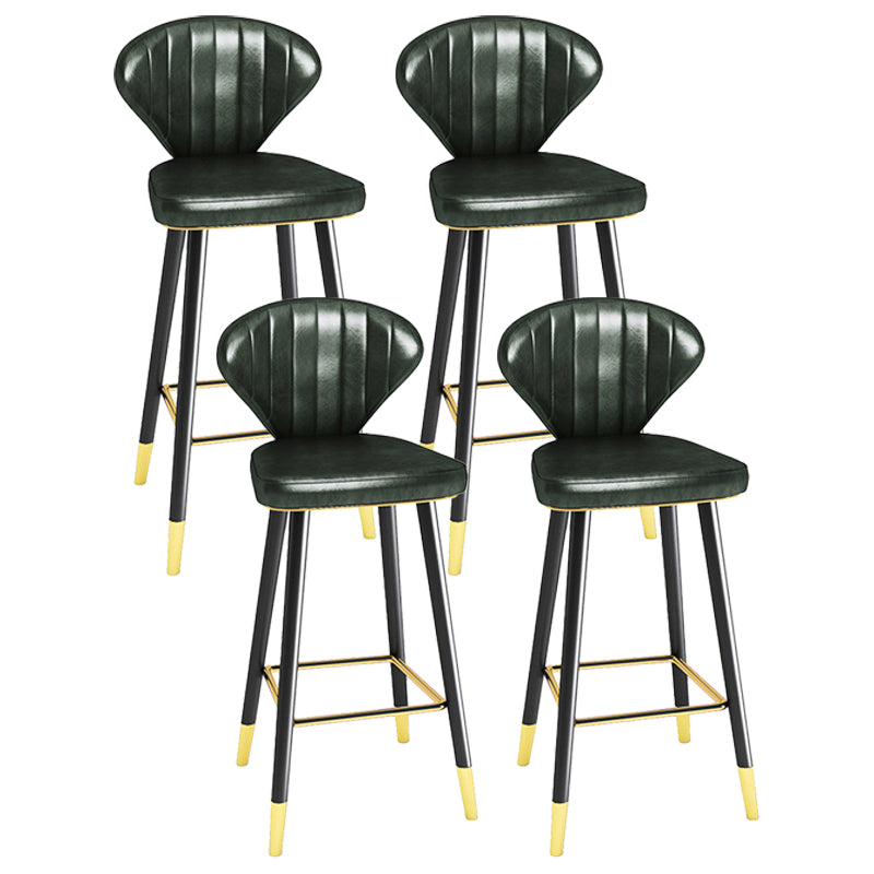 Modern Matte Finish Leather Barstool Footrest Living Room Stool Blackish Green 4 Piece Set Bar Stool(30"H) Clearhalo 'Bar Furniture' 'Bar Stools' 'bar_stools' 'furn' 'furn_bar_stools' 'Furniture' 'furniture_bar_stools' 'Kitchen & Dining Furniture' 4862452