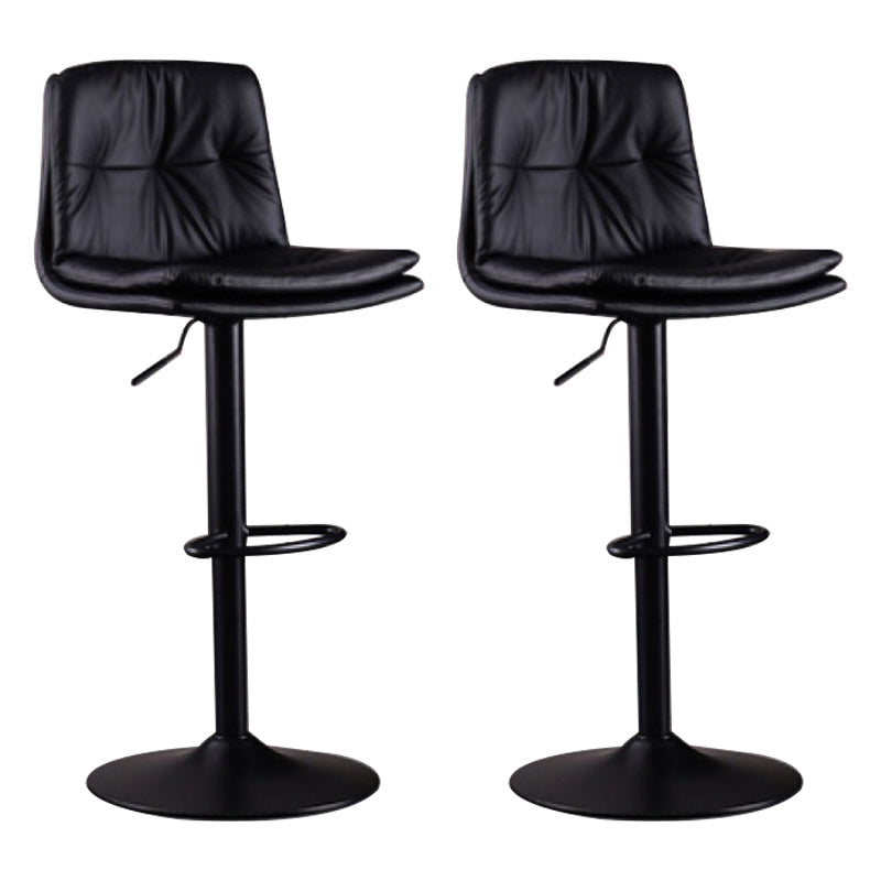 Modern Swivel Adjustable Height Barstool Matte Finish Leather Stool Black Black 2 Piece Set Clearhalo 'Bar Furniture' 'Bar Stools' 'bar_stools' 'furn' 'furn_bar_stools' 'Furniture' 'furniture_bar_stools' 'Kitchen & Dining Furniture' 4862500